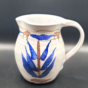 Handcrafted Irish Pottery Stoneware Pitcher Jug Creamer Signed 4 in